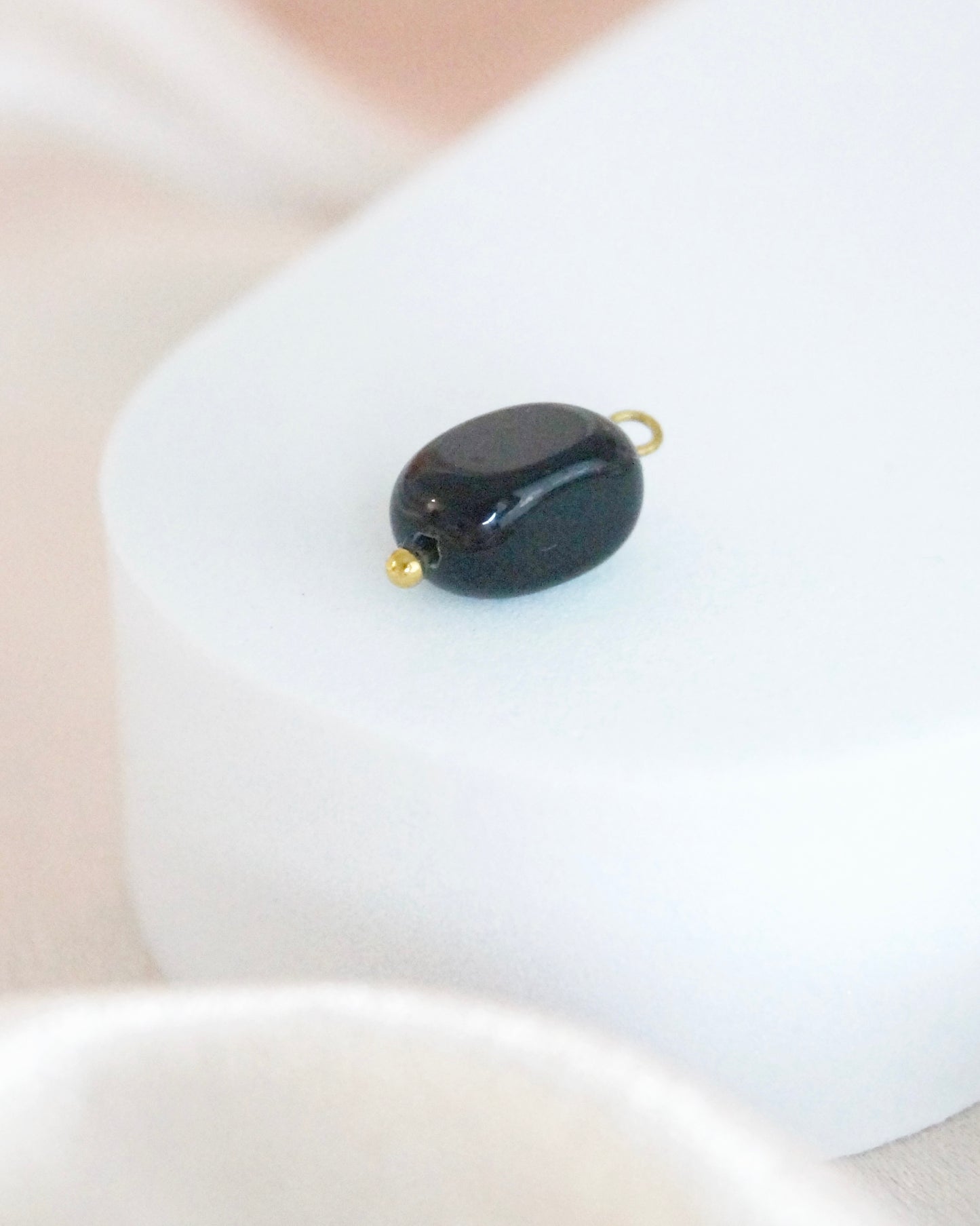 Breloque PERLE OBSIDIENNE NOIRE