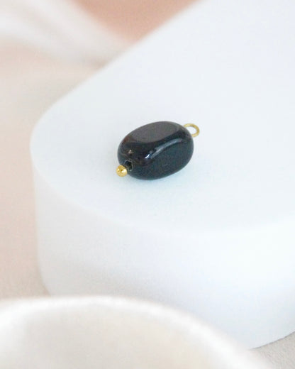 Breloque PERLE OBSIDIENNE NOIRE