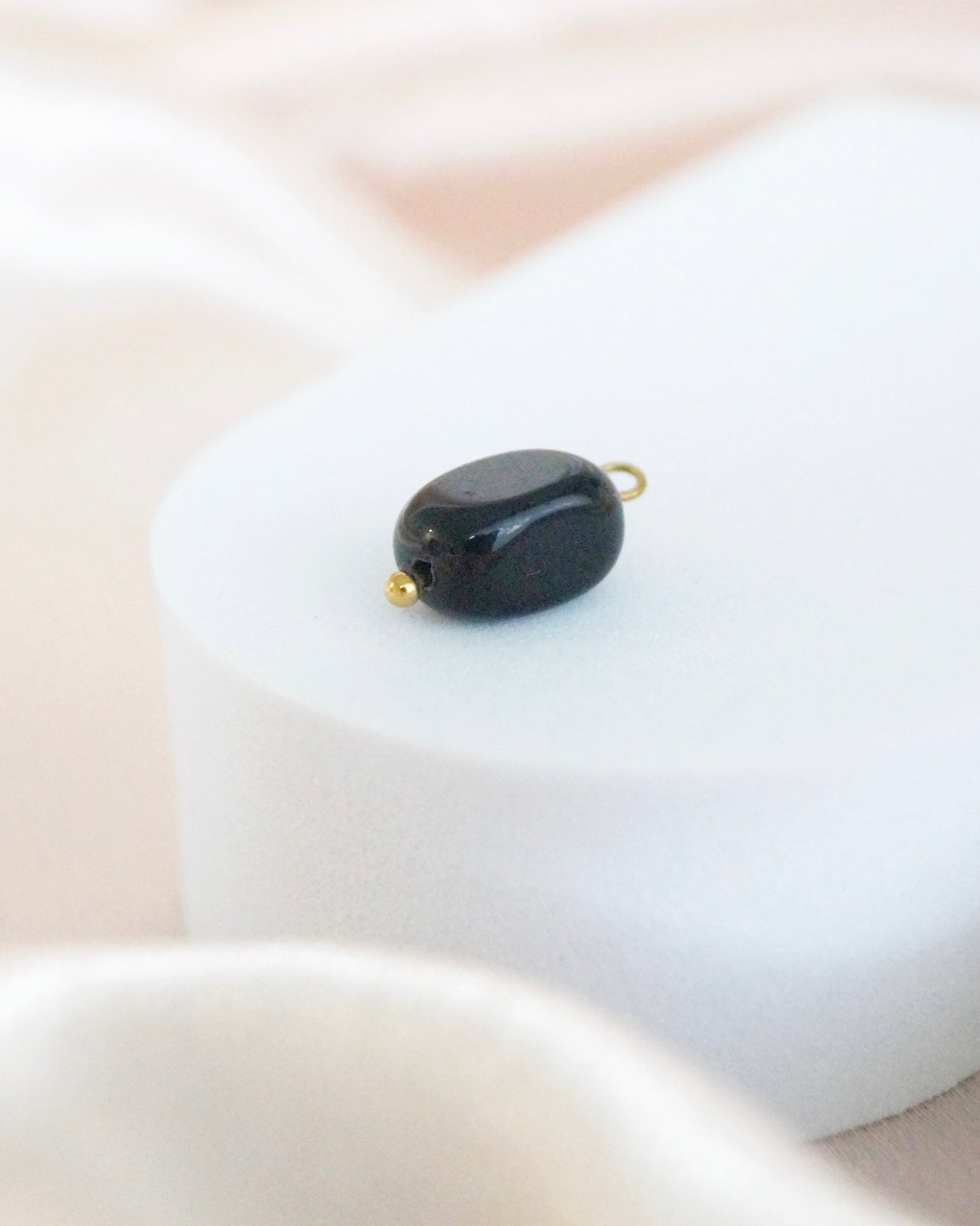 Breloque PERLE OBSIDIENNE NOIRE