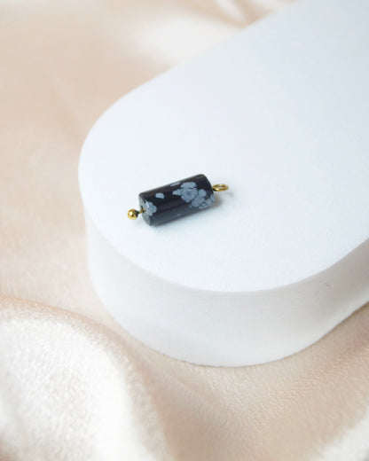 Breloque PERLE OBSIDIENNE TACHETÉE