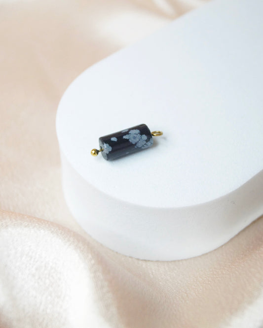 Breloque PERLE OBSIDIENNE TACHETÉE