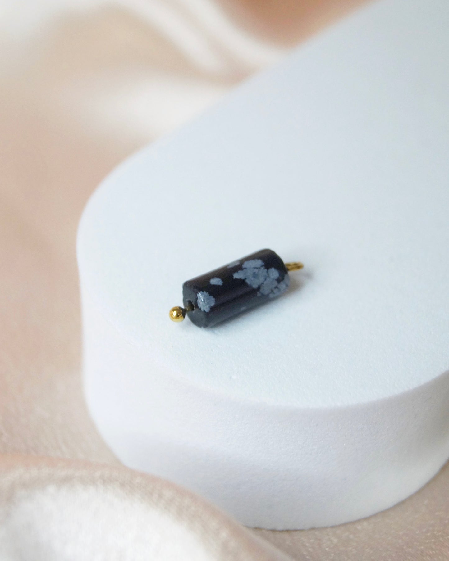 Breloque PERLE OBSIDIENNE TACHETÉE