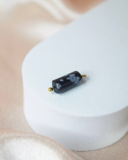 Breloque PERLE OBSIDIENNE TACHETÉE